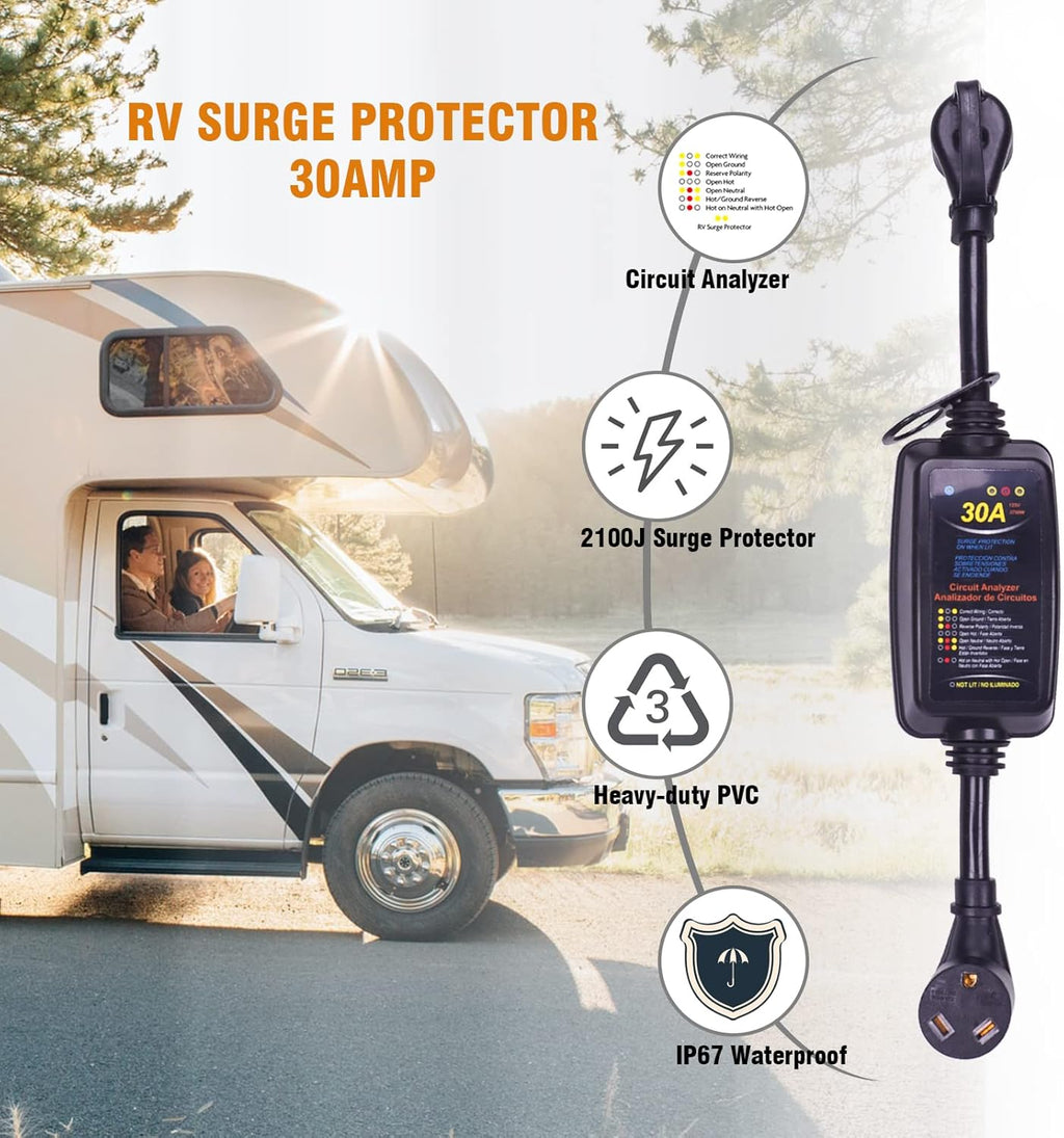 30Amp RV Surge Protector 2100 Joules A2141