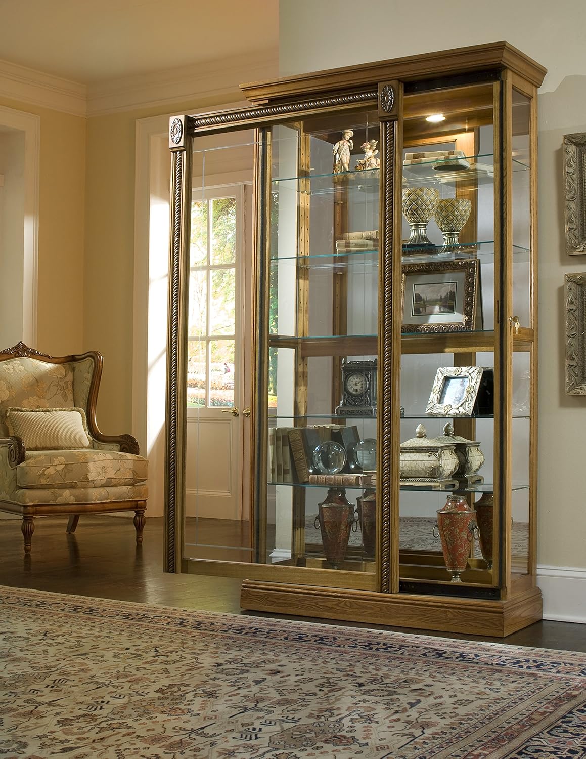 Medium Brown Two Way Sliding Door Curio T989282