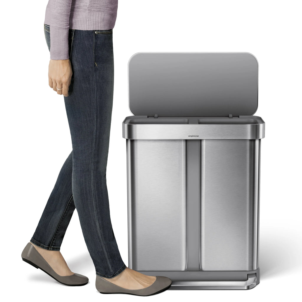 58 Liter Stainless Steel Dual Compartment Step Trash Can A7305