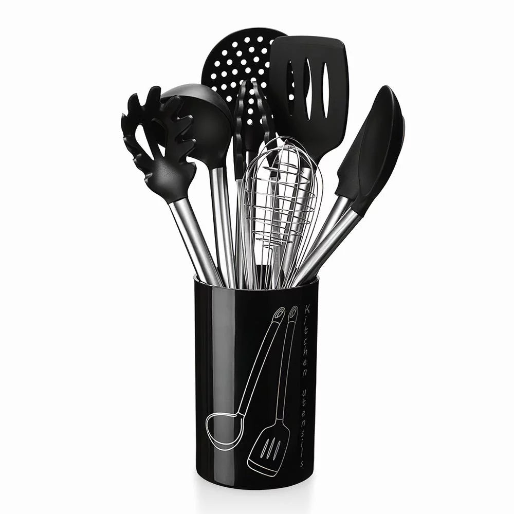 8Pcs Silicone Non-stick Stainless Steel Handle Kitchen Utensil Set U227137