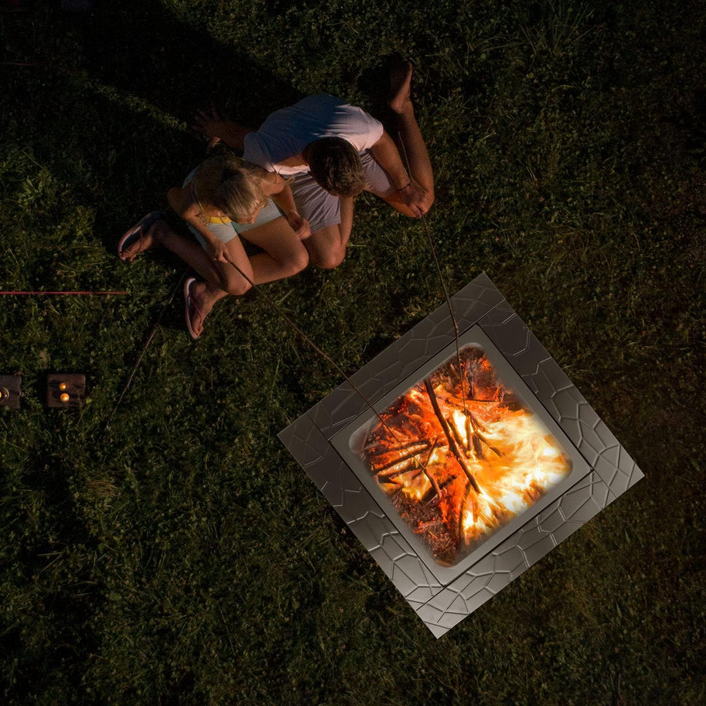 32 inch Square Metal Fire Pit Table with Spark Screen E9192