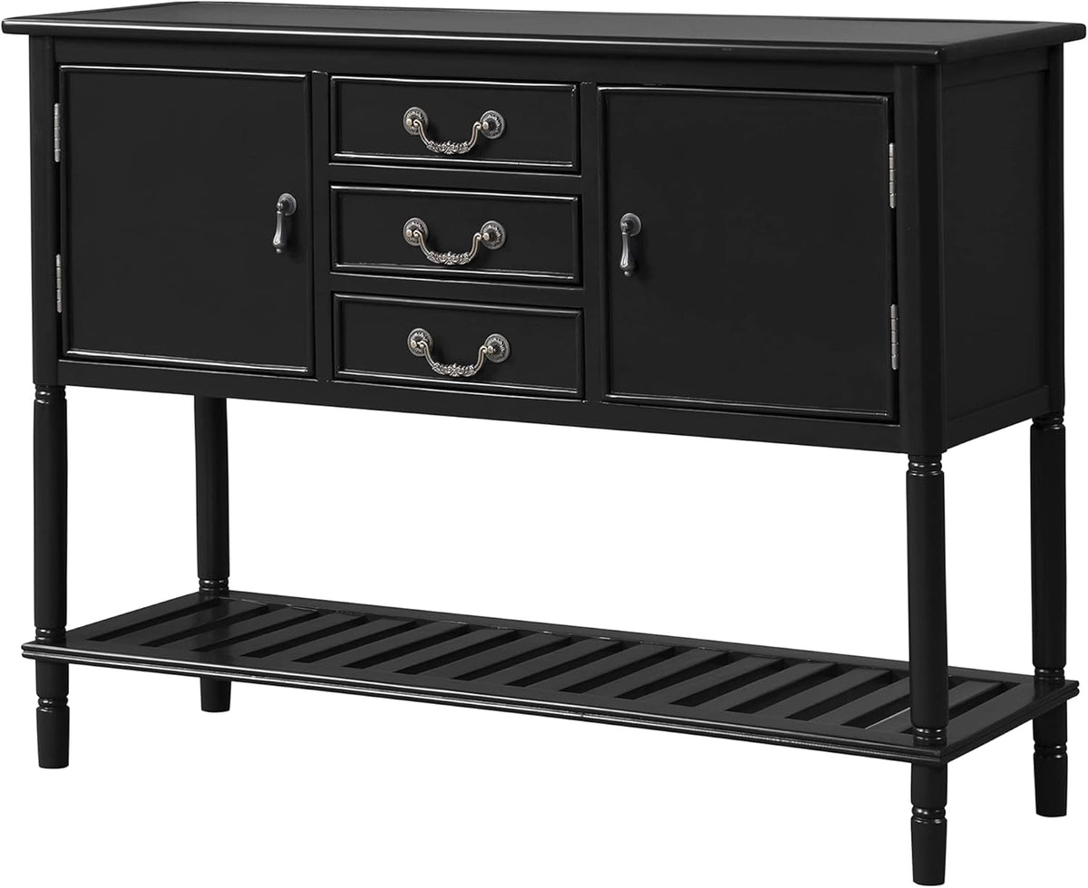 Solid Wood Console Table 3 Drawers 2 Cabinet 1 Shelf P558407