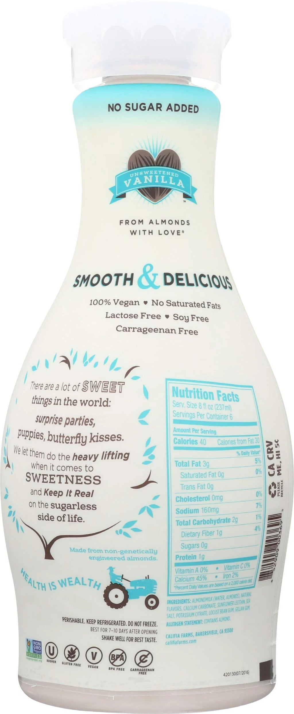 Unsweetened Vanilla Almond Milk, 48 Fluid Ounce -- 6 per case M553566