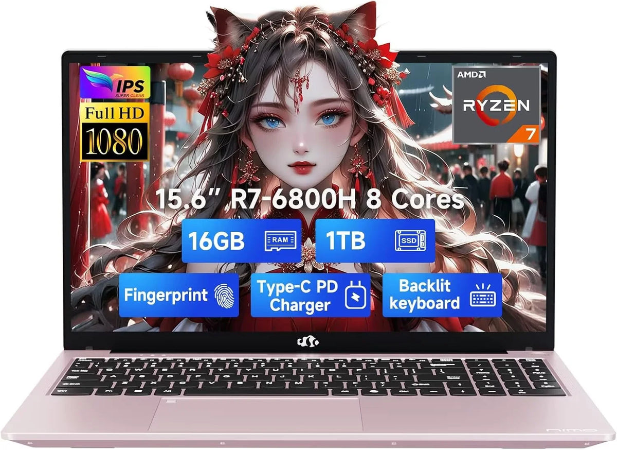 15.6" IPS FHD Gaming Laptop 8 Cores AMD Ryzen 7 6800H 16GB DDR5 RAM 1TB SSD AMD Radeon 680M GPU V729450