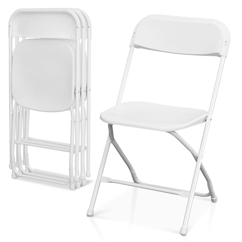 8-Pack Stackable Plastic Folding Chairs with Steel Frame, White, Set of 8 L299707