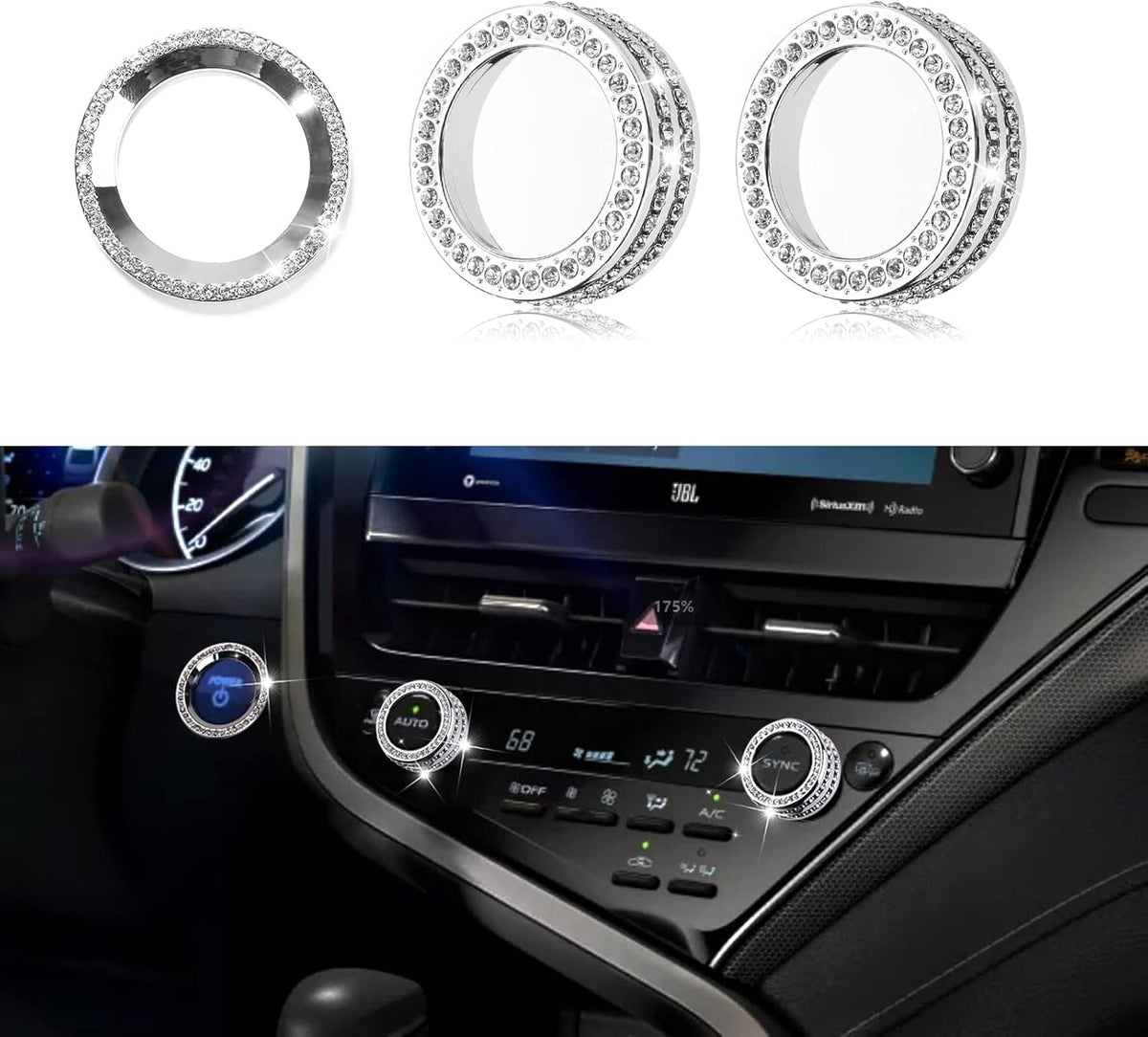 Red Center Console AC Button Covers with Engine Start Stop Push Button Cover M2299