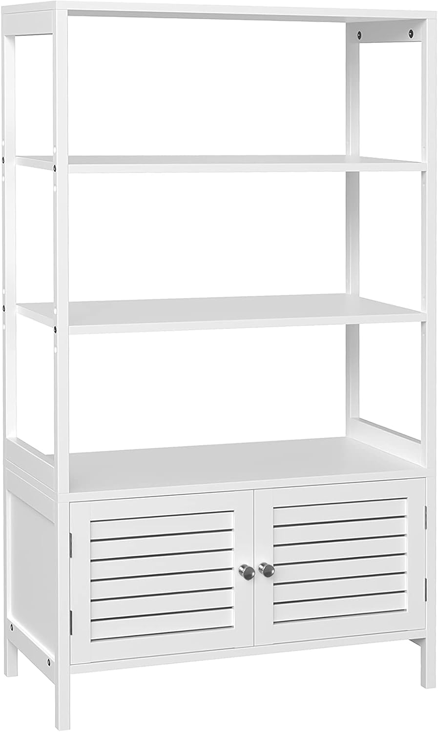 Bamboo Bathroom Storage Cabinet with 3 Shelves and Double Doors P471336
