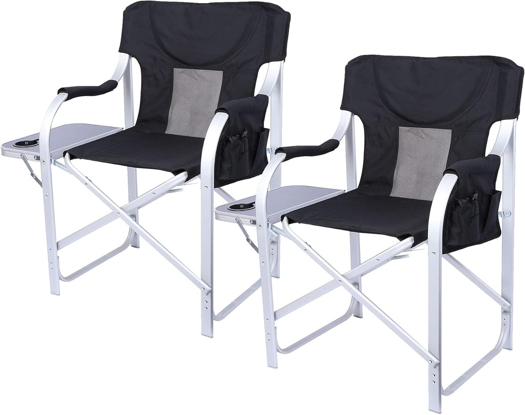 Oversized Heavy Duty Folding Director Chair with Side Table E38744