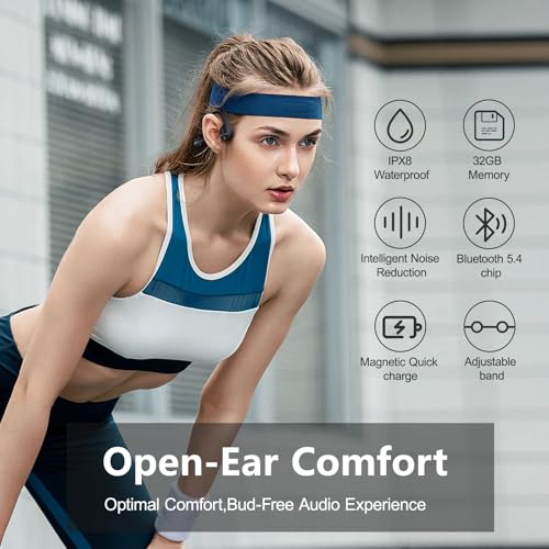 Bone Conduction Headphones Bluetooth 5.4 IPX8 Waterproof 32G Memory Underwater Headphone with MP3-Player T111