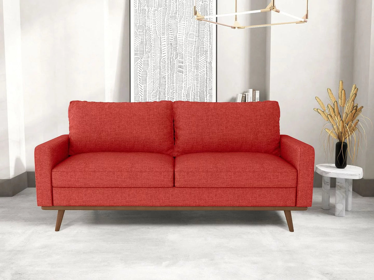 70" Linen Sectional Sofa Sleeper Sofa Oxy Fire Red C116