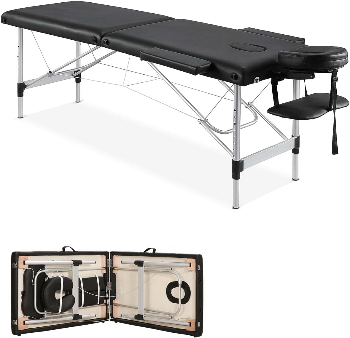 Portable 2 Section Aluminum Massage Table with Carrying Bag J3902