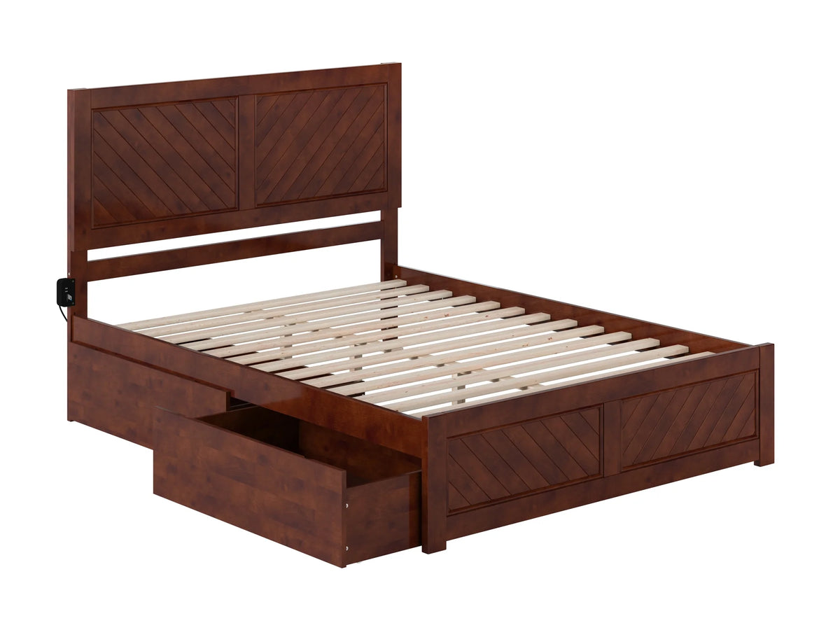 Queen Solid Wood Platform Bed with Storage Drawers R5291