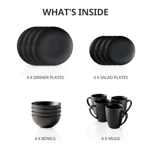 16-Piece Porcelain Dinnerware Set, Service for 4, Blue S419