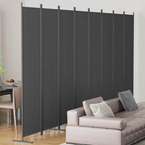 8-Panel 6 ft Tall Indoor Folding Room Divider, Dark Grey U207