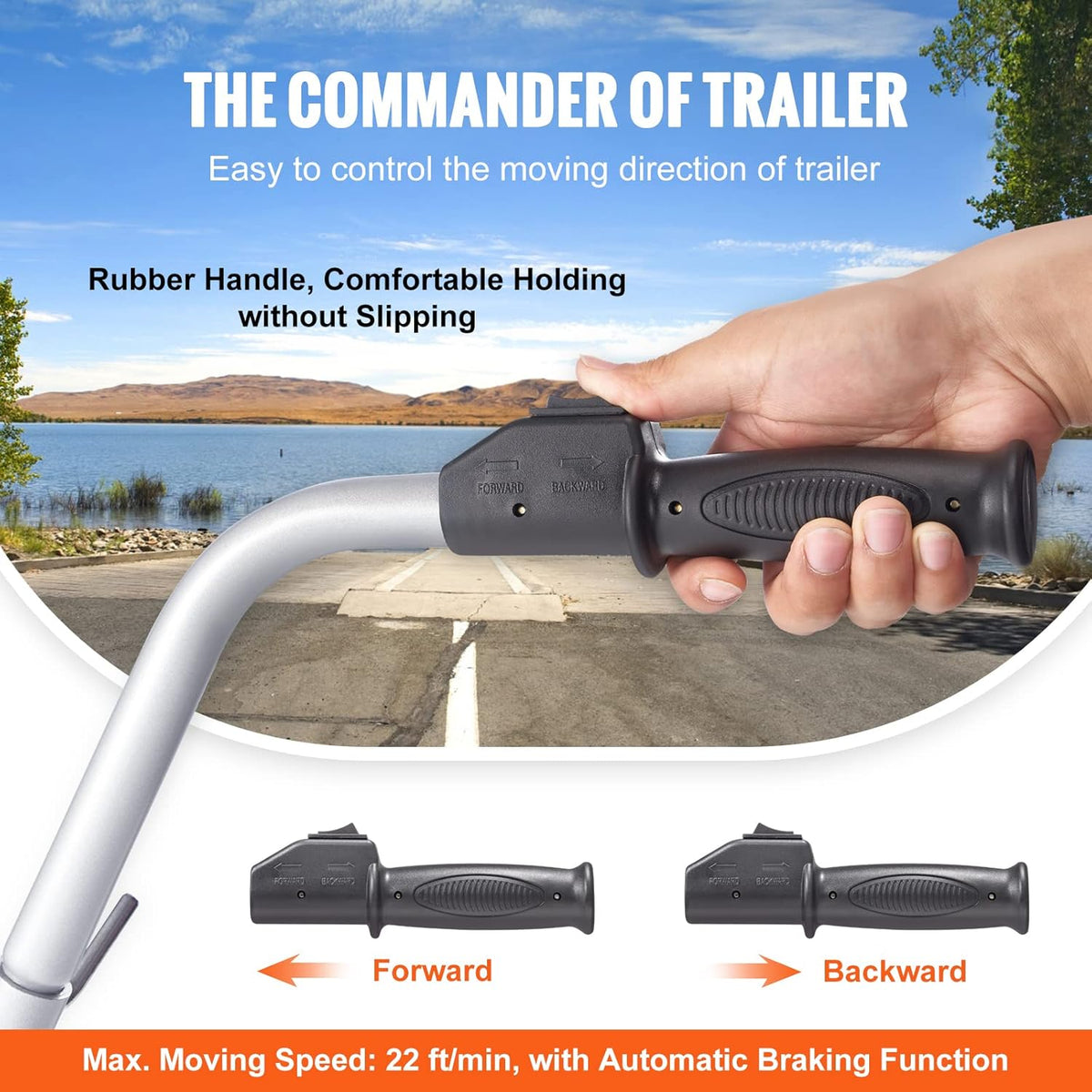 Electric Trailer Dolly, 5000lbs Towing Capacity, 350W 12V Trailer Jockey Wheel with 8'' Rubber Tire G9253