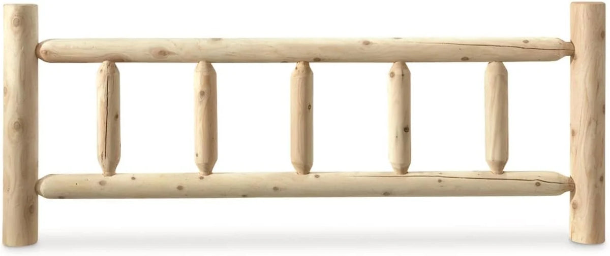 Rustic Natural Unfinished Wooden Queen Bed with Headboard and Footboard U98149