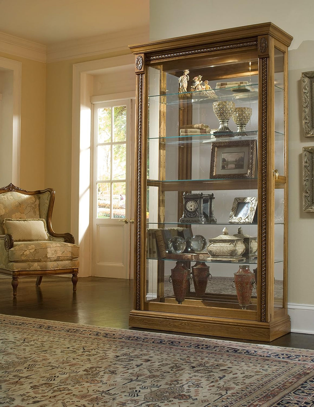Medium Brown Two Way Sliding Door Curio T989282