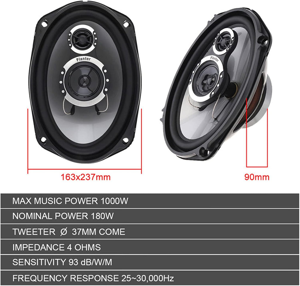 6''x 9'' 1000 Watt Max 3-Way Coaxial Speakers (2 Pack) R88536
