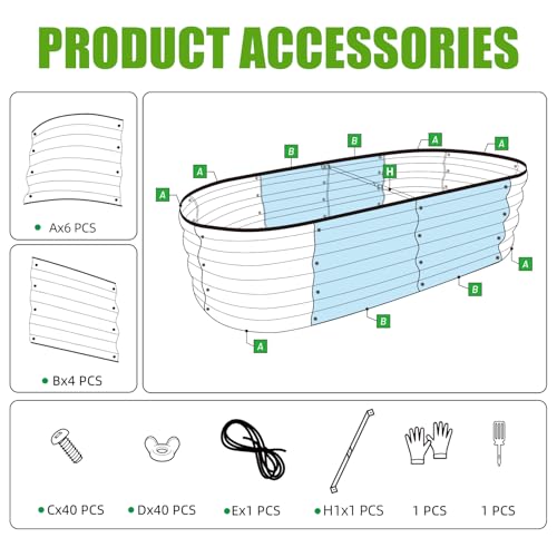 Galvanized Raised Garden Bed, 4x2x1ft Oval Metal Planter Box O2854
