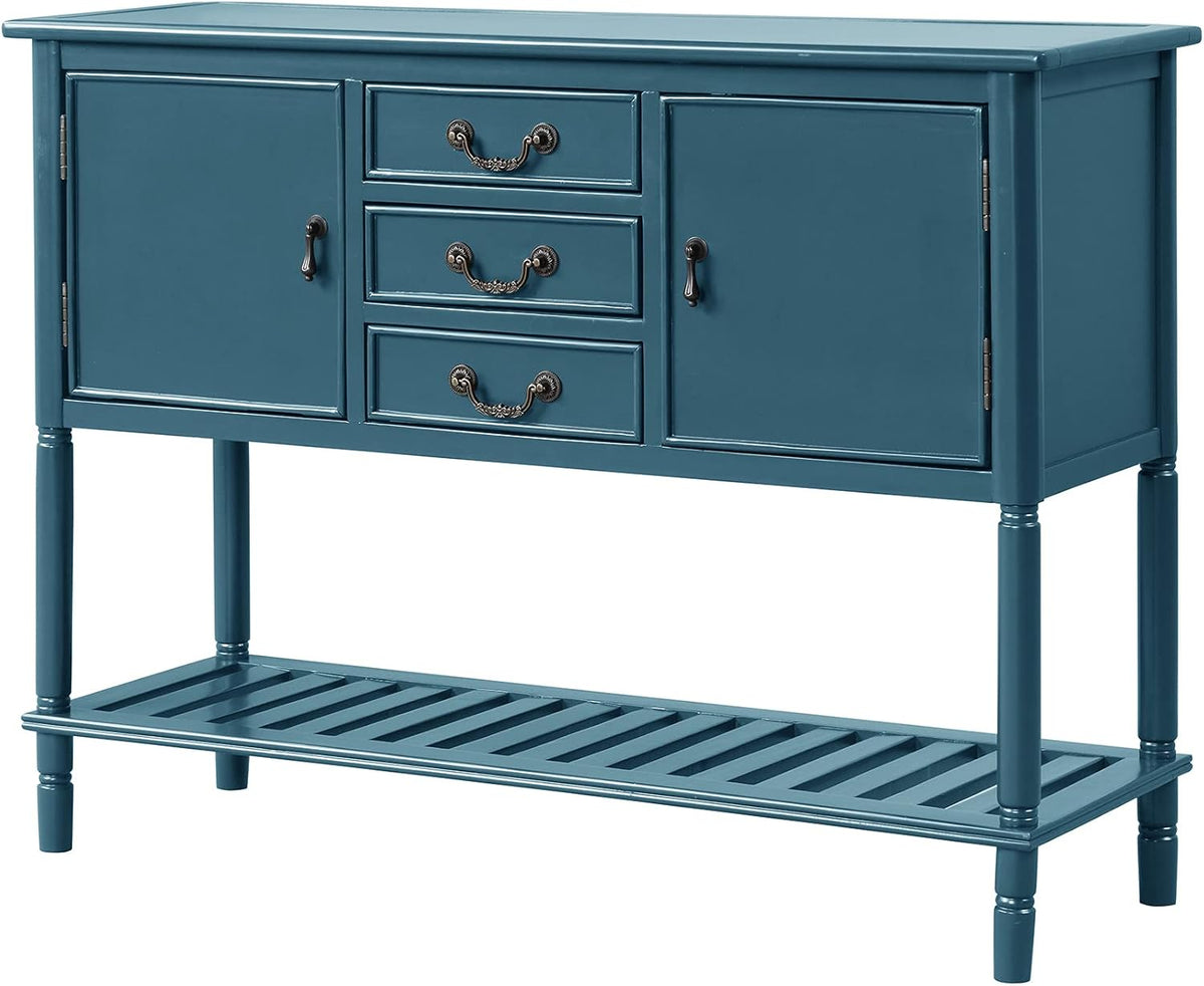 Solid Wood Console Table 3 Drawers 2 Cabinet 1 Shelf P558407