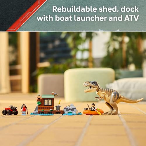 LEGO Jurassic World T. rex River Escape Dinosaur Toy Boat with Minifigures V66515