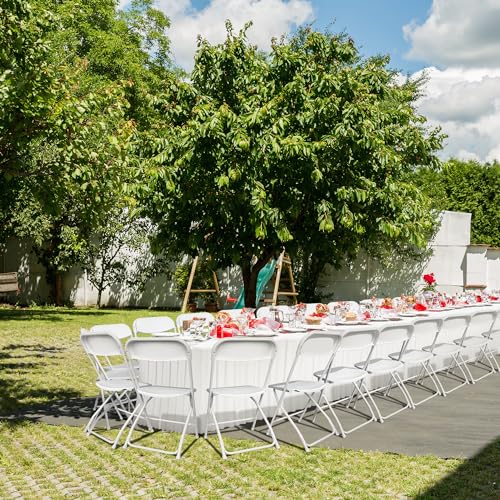 8-Pack Stackable Plastic Folding Chairs with Steel Frame, White, Set of 8 L299707