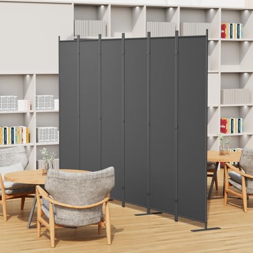 8-Panel 6 ft Tall Indoor Folding Room Divider, Dark Grey U207