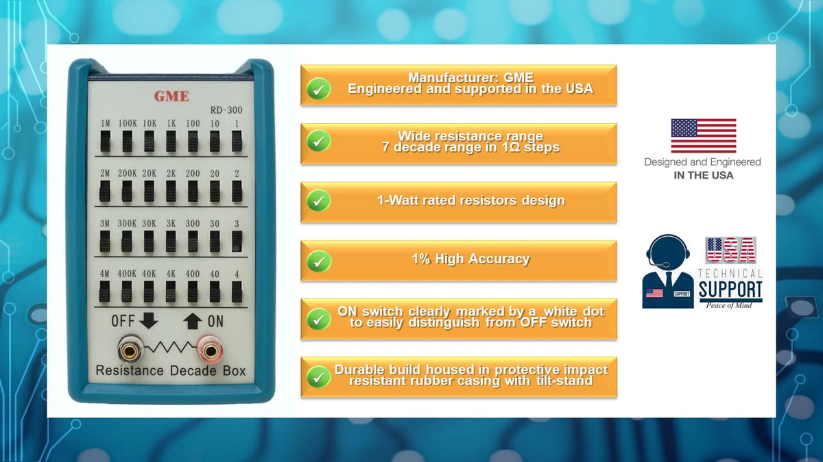 Resistance Substitution Decade Box, 7 Decades Range, 1Ω to 11MΩ, 1% Accuracy Y587