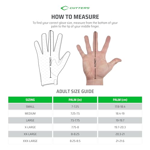 Cutters Game Day No Slip Football Gloves - Receiver Glove with High Tack Silicone Grip O523034