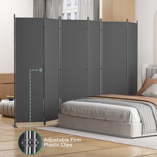 8-Panel 6 ft Tall Indoor Folding Room Divider, Dark Grey U207
