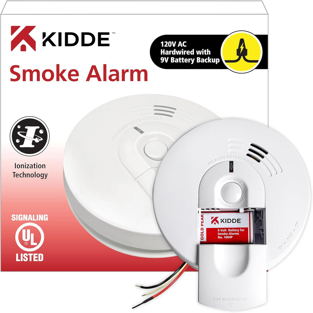 White AC Hardwired Smoke Detector Alarm with 9V Back up and Front Load Battery Door R615