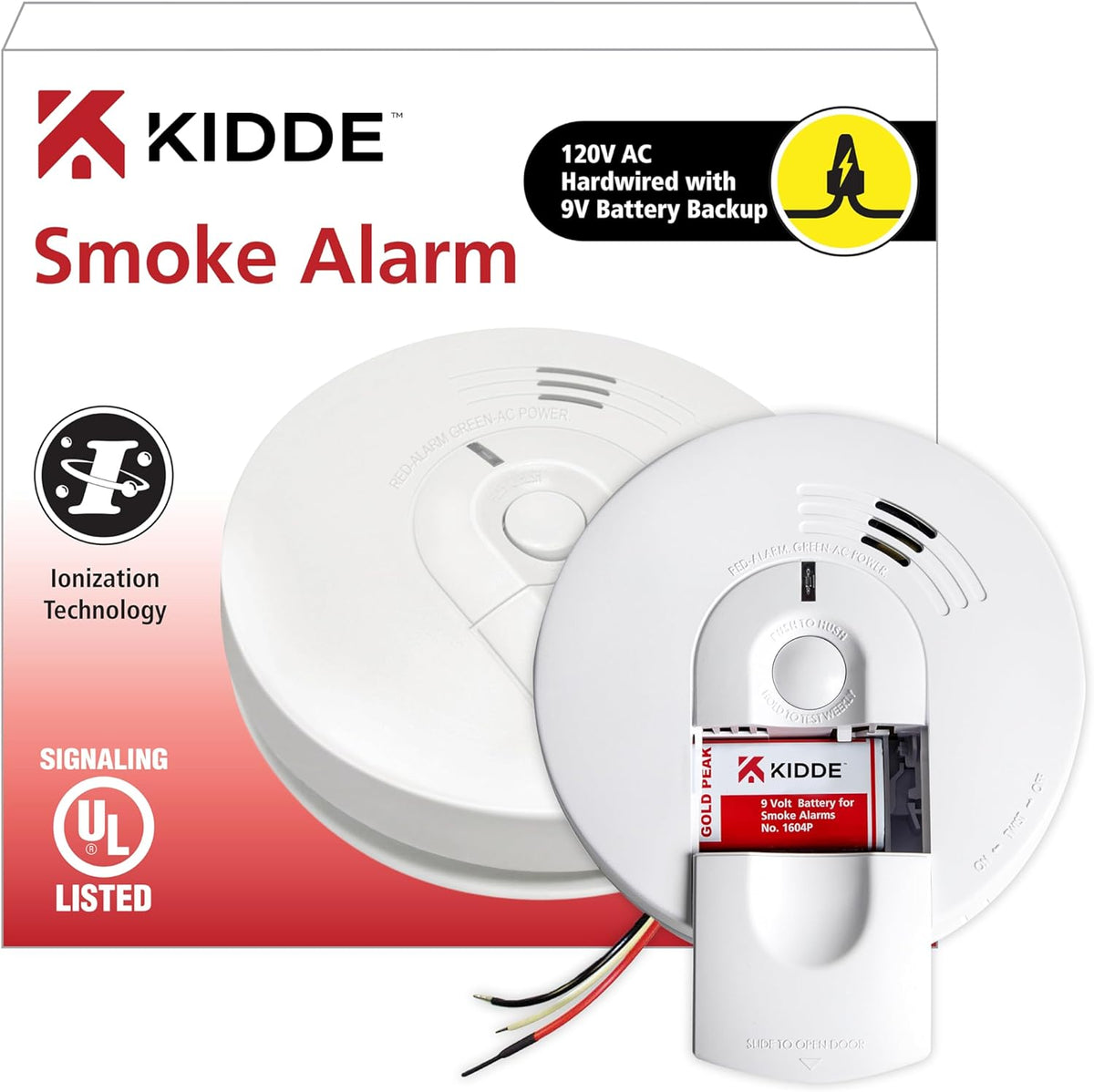 White AC Hardwired Smoke Detector Alarm with 9V Back up and Front Load Battery Door R615