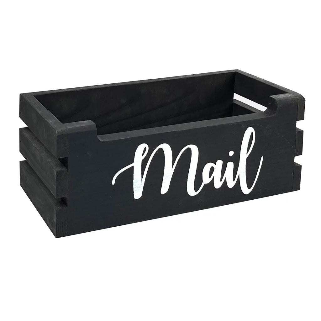 Rustic Wood Mail Holder Storage Box I588770