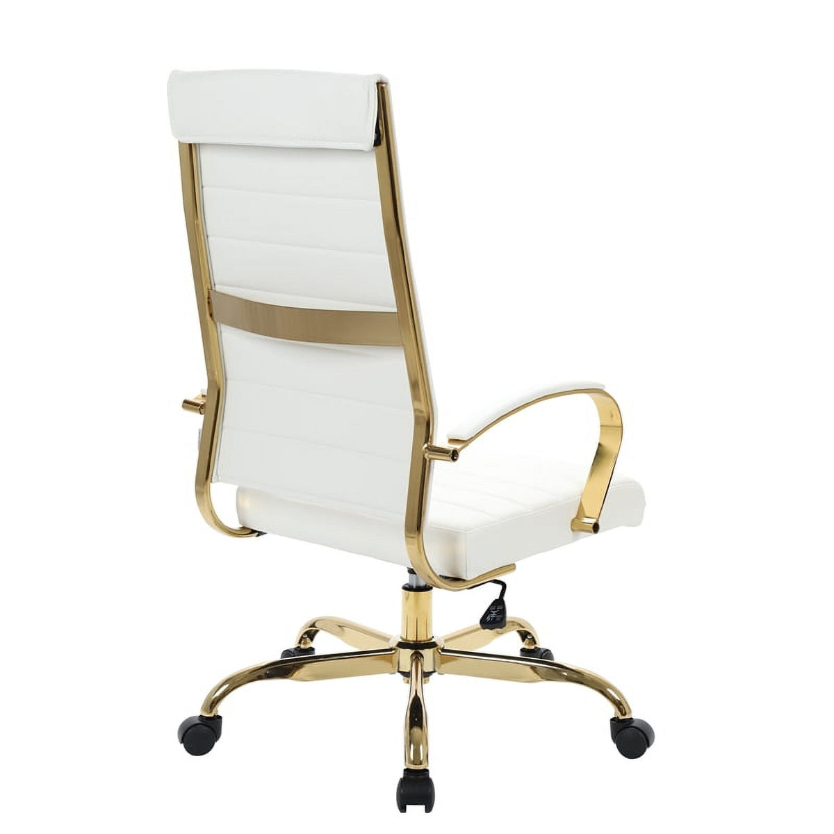 Modern Faux Leather High-Back Office Chair in White/Gold J904