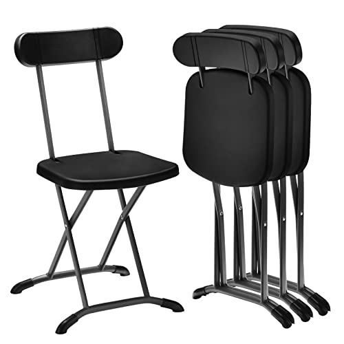 Black 400lbs Plastic Folding Chair Set with Steel Frame X52732