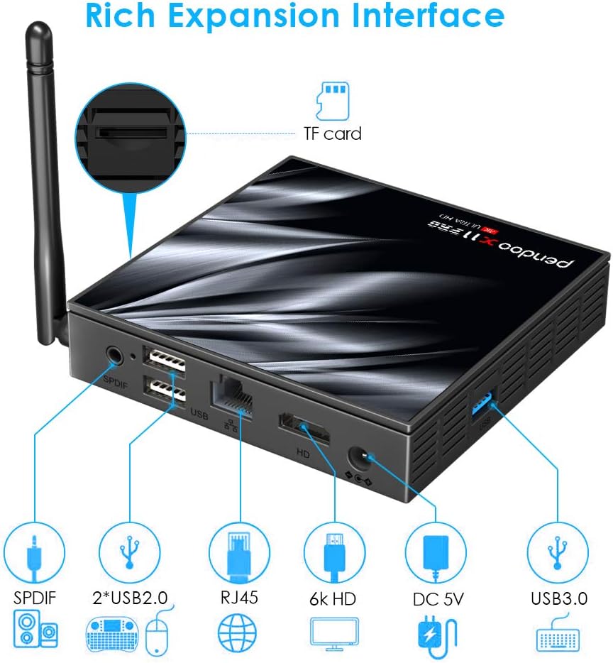 Android TV Box 4GB 64GB Quad-Core Dual WiFi with Mini Wireless Keyboard Pack of 2 K35327