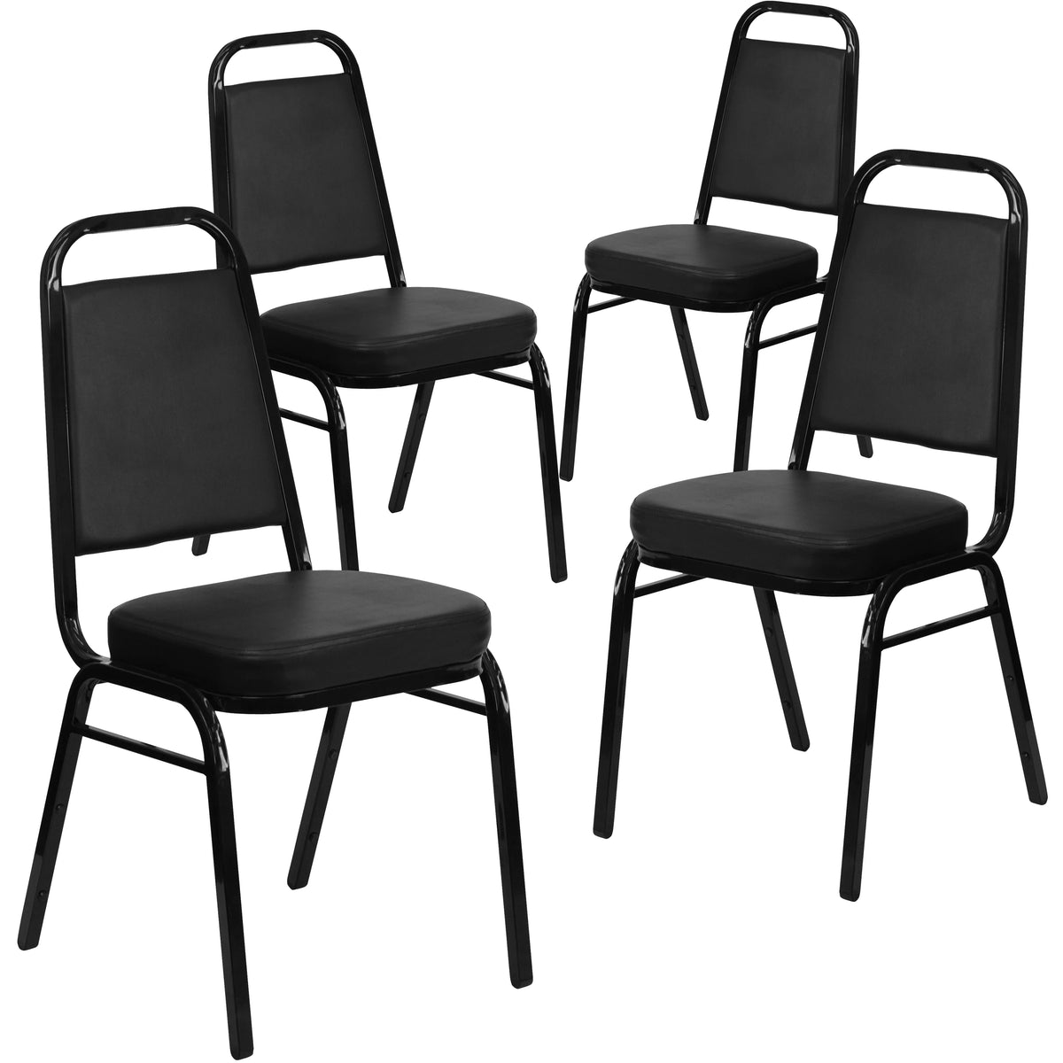 4 Pack Black Vinyl Stacking Banquet Chair Q4356