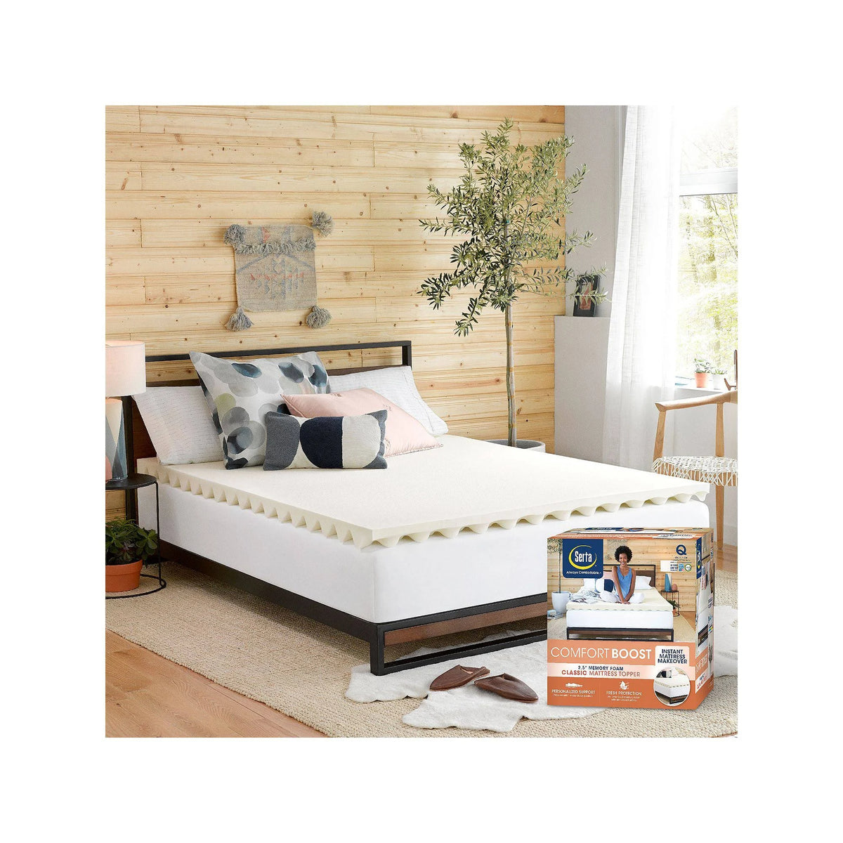 2.5-inch Memory Foam Mattress Topper, White, Queen D574331