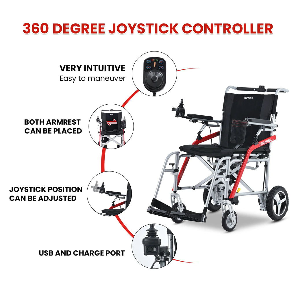 Lightweight Foldable Electric Wheelchair with Cup Holder & Anti-Tipper R427925
