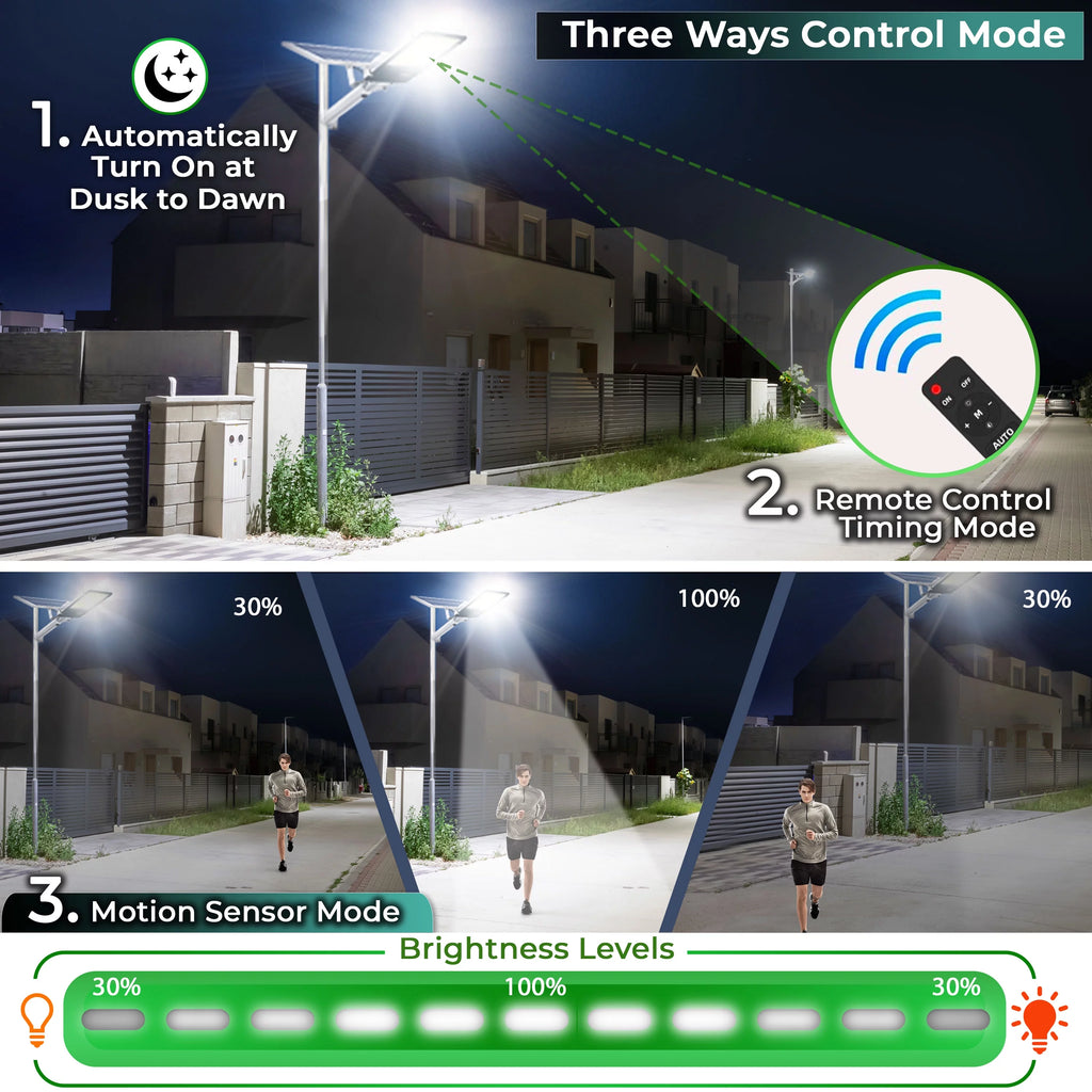 3400 Watt Solar LED Street Light with Remote and Motion Sensor H270
