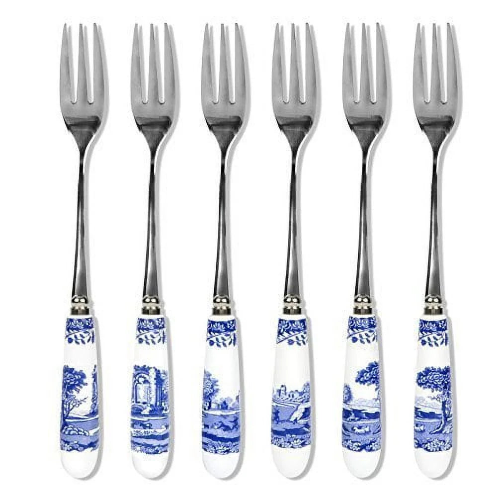 Blue Italian 6 Pastry Forks Set of 6 O9288