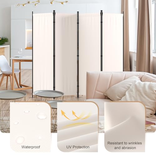 4 Panel Folding Privacy Screen Room Divider with 3 Metal Feet Y979876