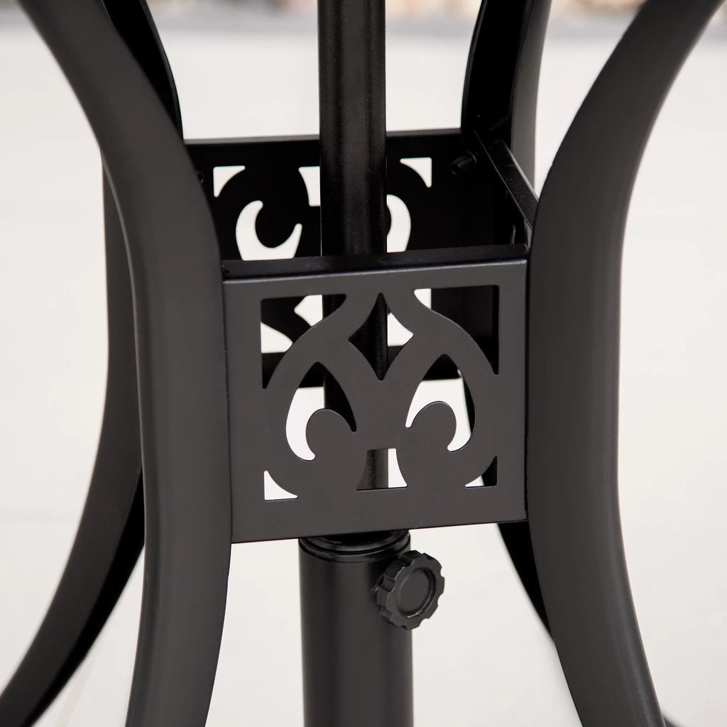 30 Round Patio Dining Table with Umbrella Hole, Black X826556