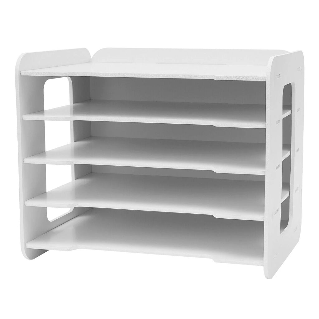 5 Tier White PVC Desktop Letter Tray Organizer X94354