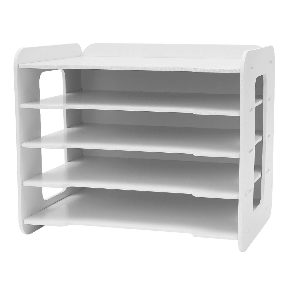 5 Tier White PVC Desktop Letter Tray Organizer X94354