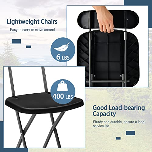 Black 400lbs Plastic Folding Chair Set with Steel Frame X52732