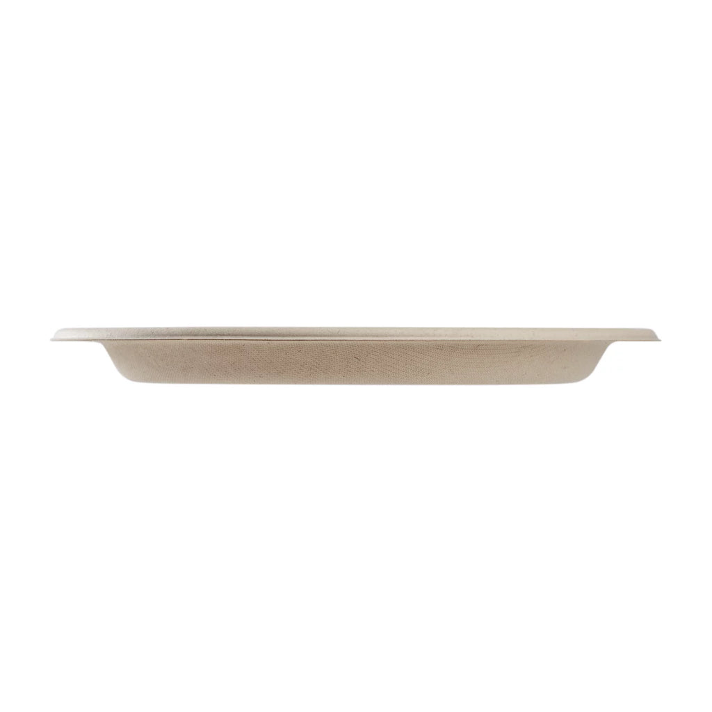 9'' PFAS Free Compostable Bagasse Round Plates, 500 ct U604100