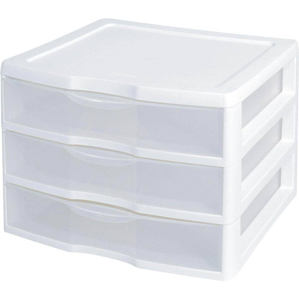White & Clear Countertop 3-Drawer Desktop Storage Unit (12 Pack) R121941