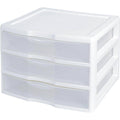 White & Clear Countertop 3-Drawer Desktop Storage Unit (12 Pack) R121941
