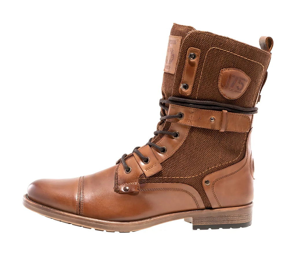 Light Weight Mid-calf Cap-toe Lace-up Combat Boots I516
